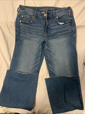 American Eagle Outfitters Women's Two-Tone Blue Wide-Leg Jeans US Size 10 XL